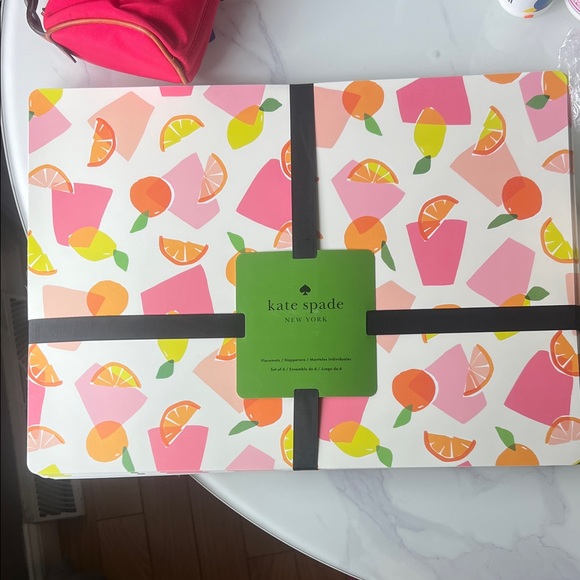 kate spade Other - Kate Spade Pink and Orange Fruit Placemats NWT Set of 6